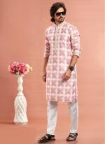 Art Cotton Silk Dark Pink Traditional Wear Thread Work Kurta Pajama